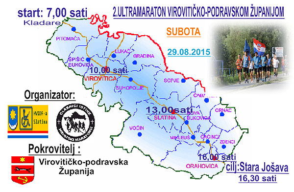2. ultramaraton Virovitičko-podravskom županijom posvećen poginulim braniteljima s područja županije održat će se 29. kolovoza 1 maartonci