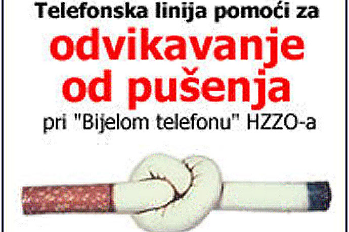 Besplatni telefon za pomoć u odvikavanju od pušenja kao dio telefonske linije tzv. „Bijelog telefona“