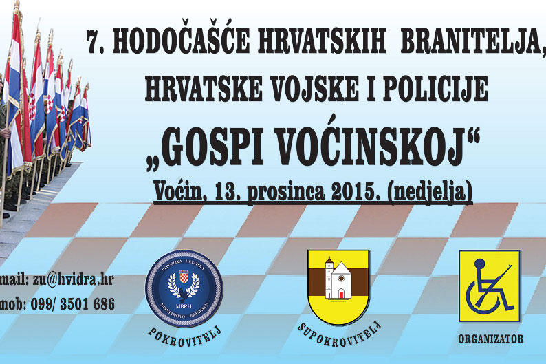7. hodočašće hrvatskih branitelja te hrvatske vojske i policije Gospi Voćinskoj u nedjelju,13. prosinca