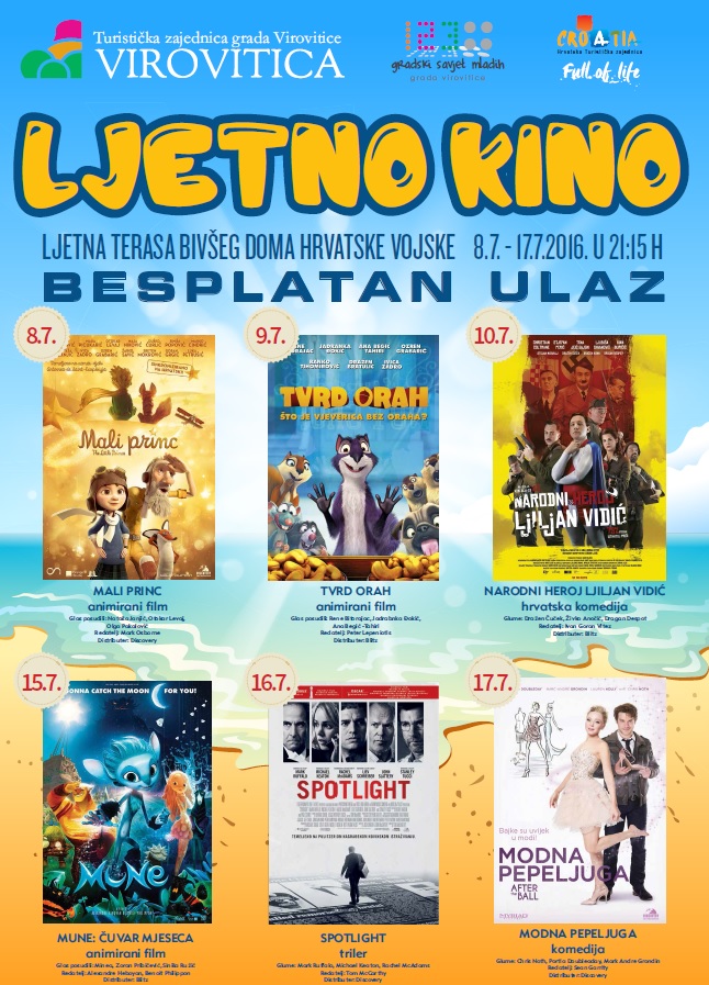 Virovitica: “Ljetno kino” od 8. do 17. srpnja na ljetnoj terasi bivšeg Doma Hrvatske vojske 1 Ljetno-kino