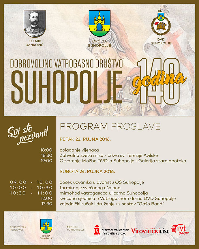 U petak i subotu, DVD Suhopolje koje broji 120 članova, proslavit će 140 godina kontinuiranog humanog rada i postojanja 1 dvd_suhopolje_140_godina