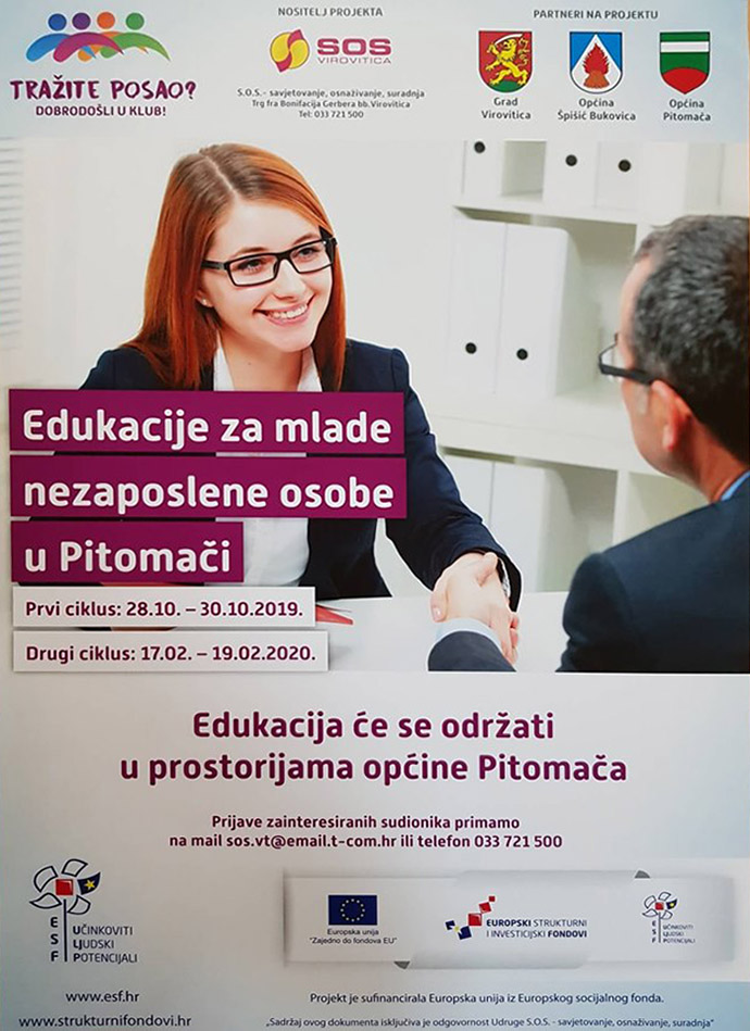 „Tražite posao? Dobrodošli u klub!": Edukacije za nezaposlene u Pitomači 1 pitomaca hzz velka
