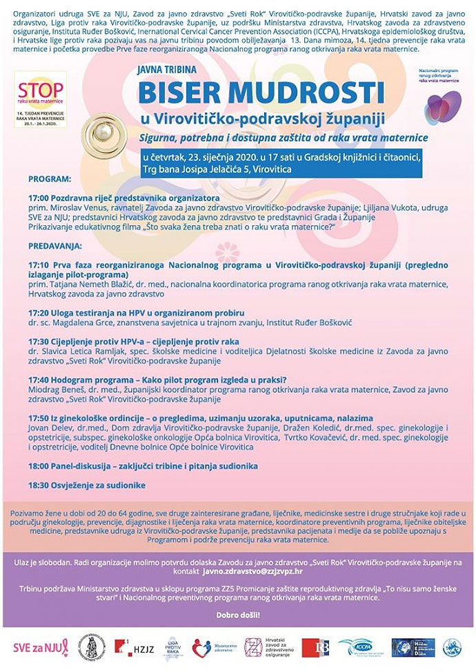 Javna tribina “Biser mudrosti” na temu prevencije raka vrata maternice u virovitičkoj knjižnici u četvrtak, 23. siječnja 1 l7kc8p23