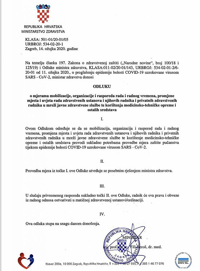 Ministar Vili Beroš donio odluku o pripravnosti svih medicinara u Hrvatskoj 1 kiy4d88j