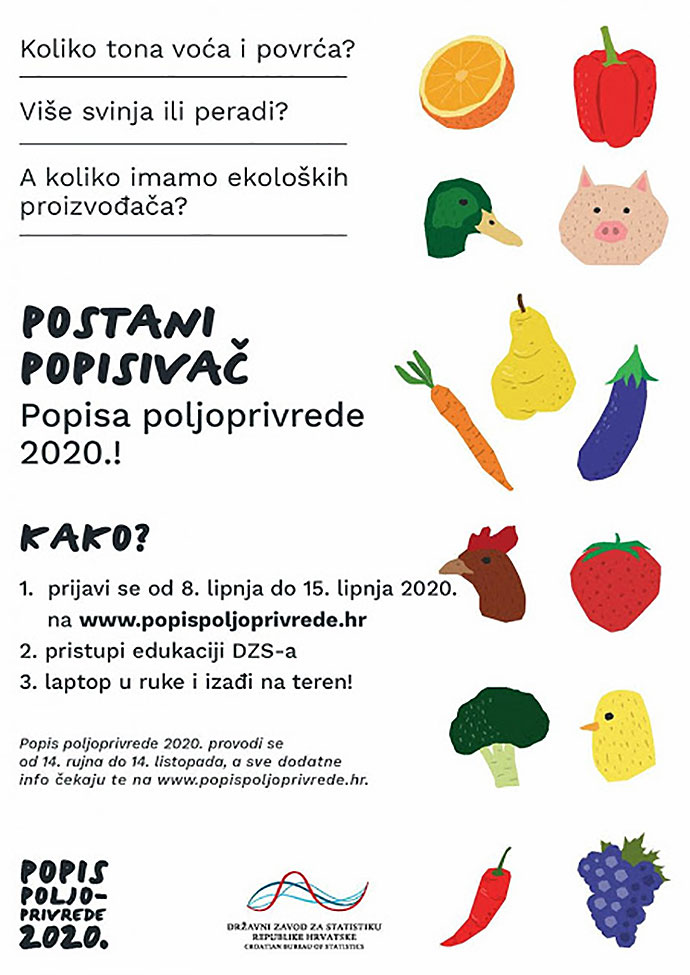 Državni zavod za statistiku: Popis poljoprivrede - od ponedjeljka 8. lipnja kreću prijave za popisivače 1 fvid2ztf