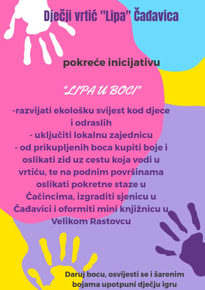 Dječji vrtić “Lipa” Čađavica pokreće inicijativu “Lipa u boci”: Cilj je razviti ekološku svijest kod djece i odraslih 1 PLAKAT INICIJATIVE e1666008894863