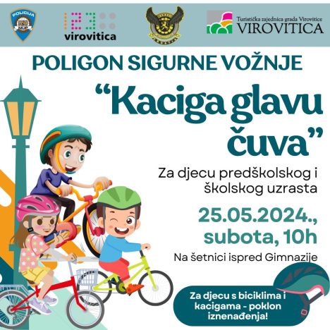 Na šetnici kod Gimnazije u Virovitici u subotu, 25. svibnja, poligon sigurne vožnje „Kaciga glavu čuva“ 1 436315490 836900568469960 2739403410207195944 n