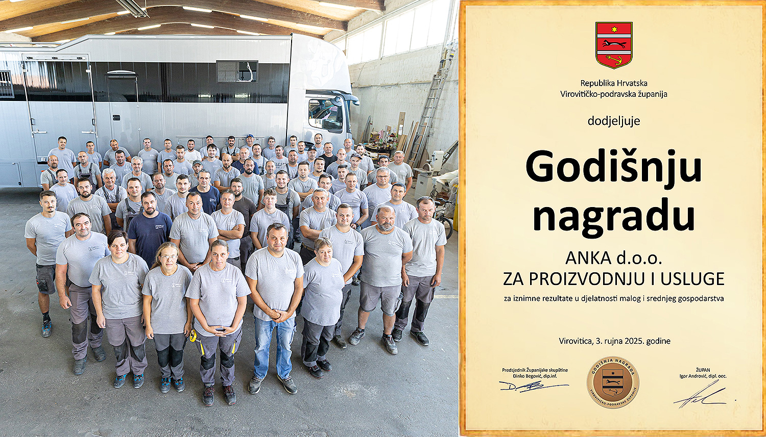 ANKA d.o.o. Slatina: Proizvode luksuzna vozila za prijevoz konja i od prvotnih petero, od siječnja do srpnja izvezli su 158 prikolica i 22 kamiona u Njemačku, Austriju, Švicarsku i Španjolsku 1 gg Anka copy