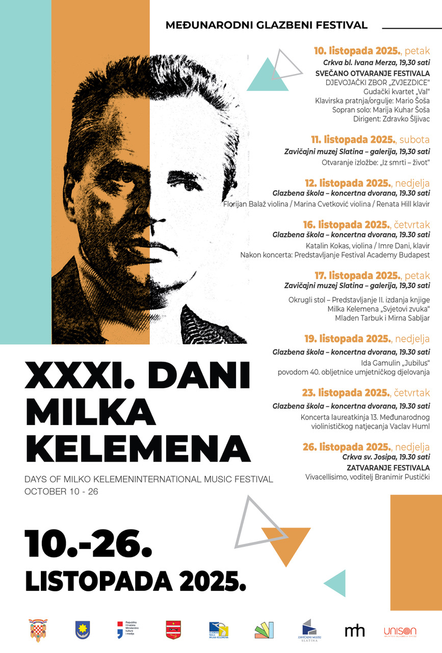 XXXI. Dani Milka Kelemena: Svečano zatvaranje festivala uz VIVACELLISIMO i Branimira Pustičkog – u nedjelju, 26. listopada 1 3. kelemen plakat 7