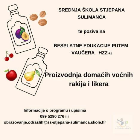 Otkrijte tajne vrhunske kapljice: U SŠ Stjepana Sulimanca naučite proizvoditi vrhunske voćne rakije i likere 1 558782721 1447943110674208 7895774520332379156 n