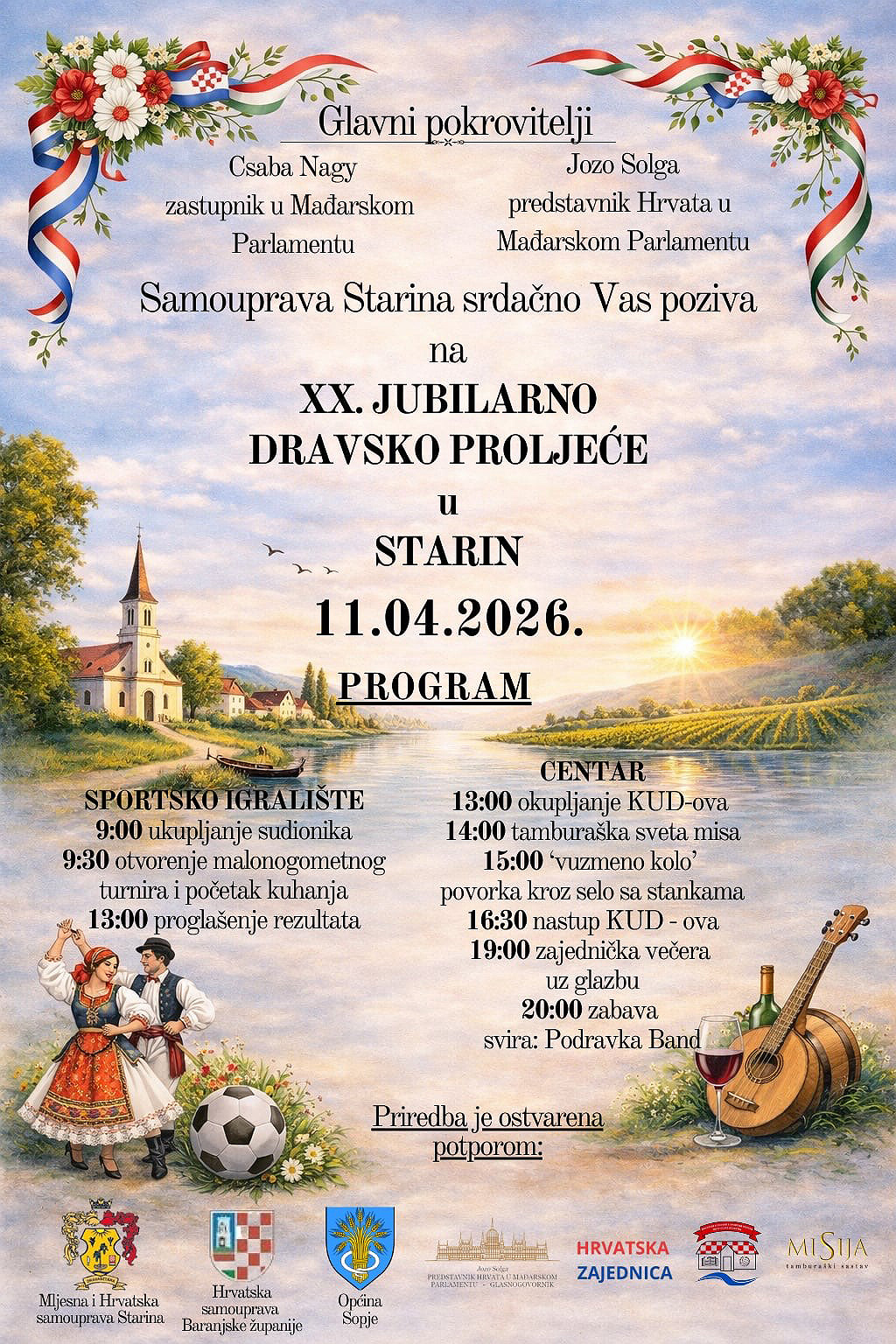 Tradicija, glazba i sport: U mjestu Starin u Mađarskoj tradicionalno jubilarno 20. Dravsko proljeće 1 669182309 1401506255339158 122832764973153947 n